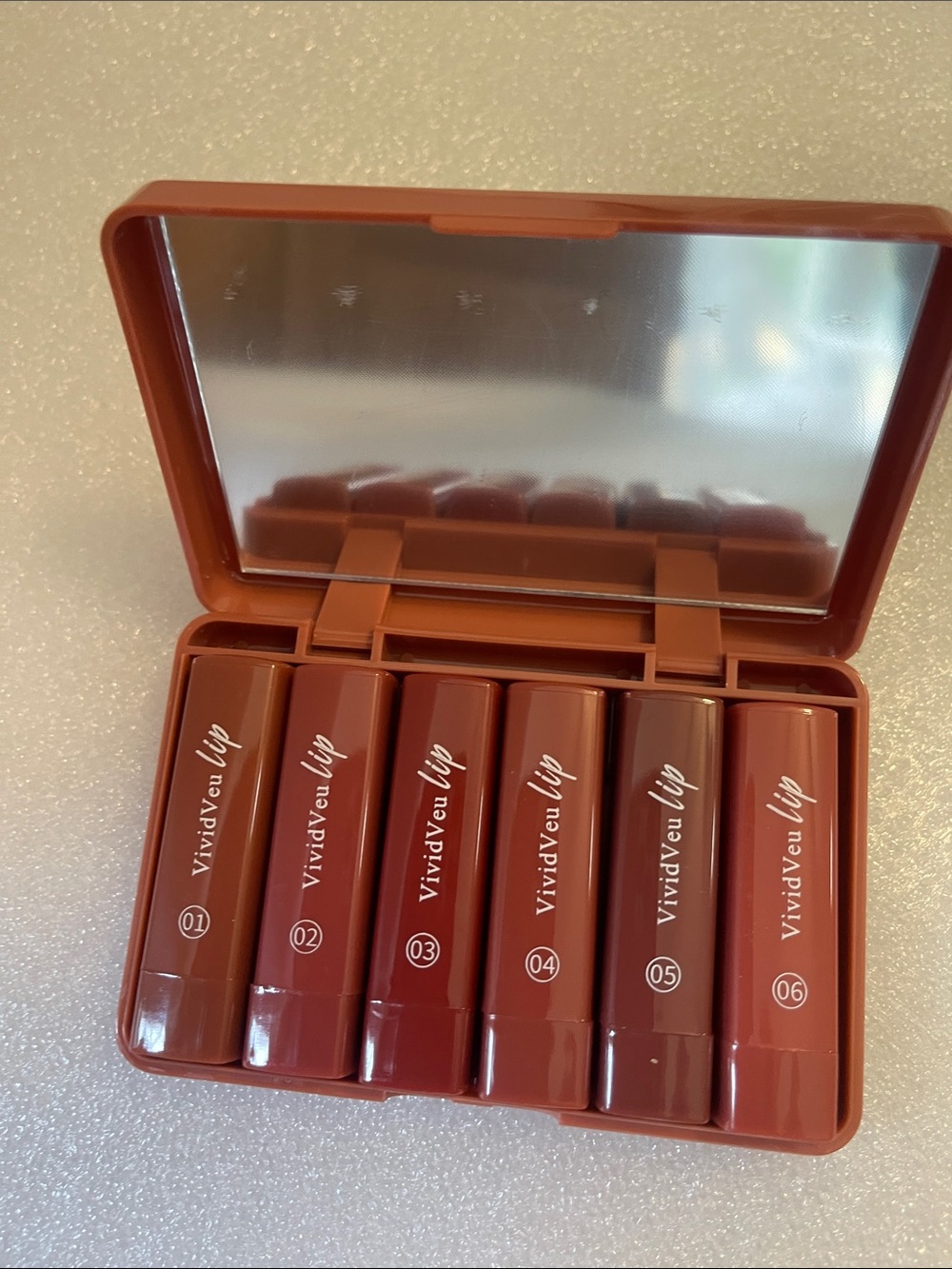 VividVeu Lip Mini Matte Lipstick Set of 6 — Warm Brown & Terracotta Shades
